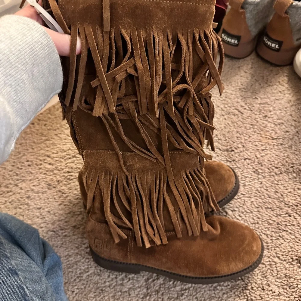 Kids Ralph Lauren Fringe Suede Boots - Brown - Picture 1 of 3